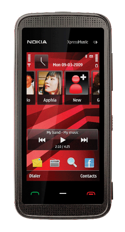 celular para escuchar música, pantalla táctil, celular Nokia 5530 , serie XpressMusic ,cámara de 3.2 megapíxeles, con enfoque automático y flash LED.