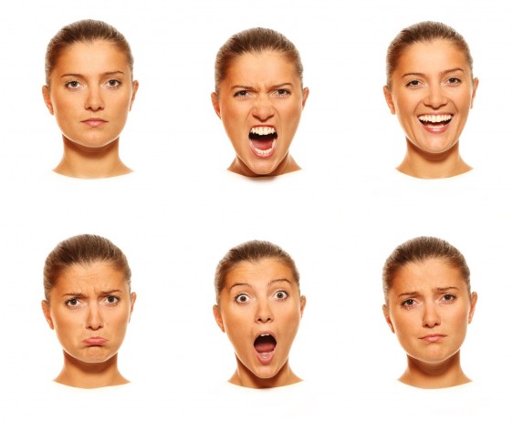 Seis rostros con diferentes emociones