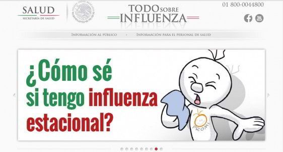 Captura de pantalla de la página www.todosobreinfluenza.salud.gob.mx
