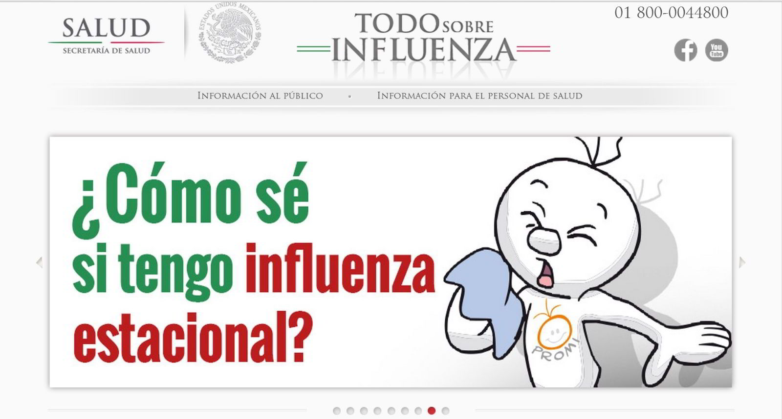 Captura de pantalla de la página www.todosobreinfluenza.salud.gob.mx