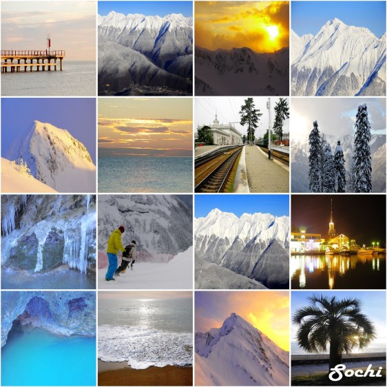 Collage de fotografías de la región de Sochi