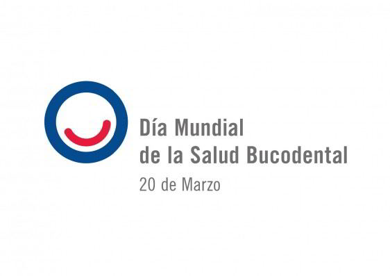 Circulo azul con sonria roja con texto Día Mundial de la Salud Bucodental 20 de marzo