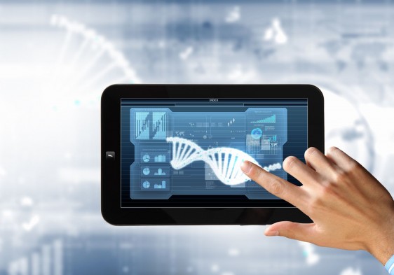Dna strand On The Tablet Screen
