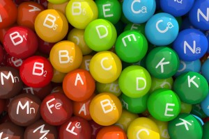 esferas de colores con símbolos químicos de minerales