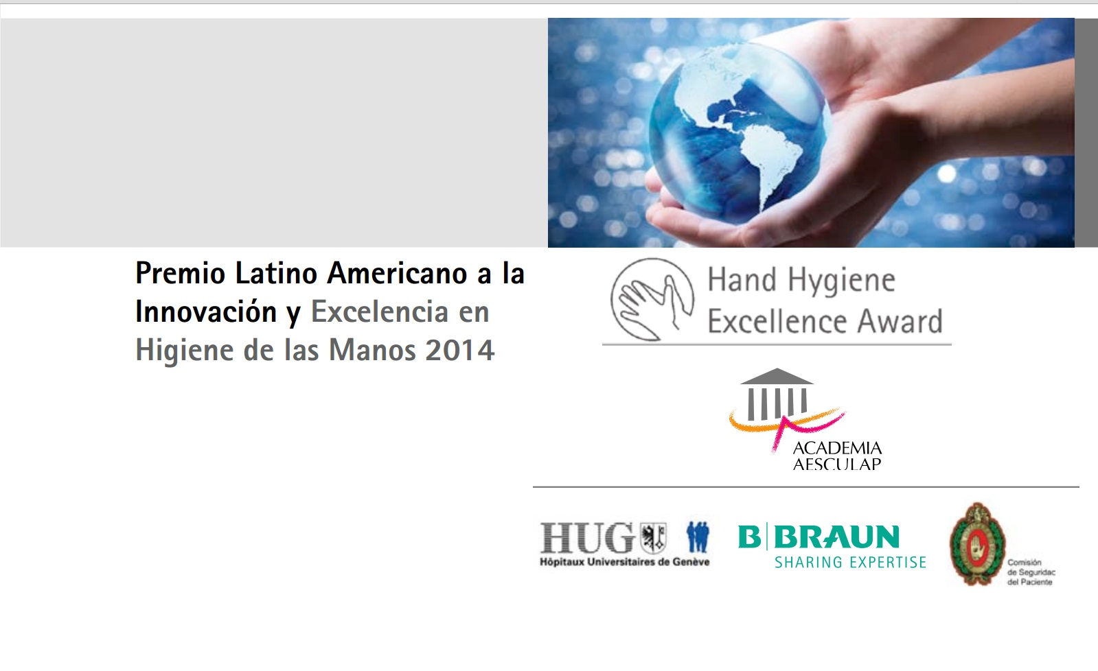 Ilustración del Premio Latinoamericano a la Innovación y Excelencia en Higiene de las Manos 2014