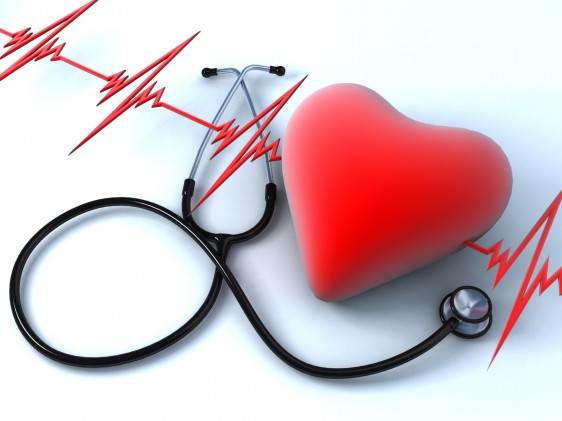 Ilustración de un electrocardiograma cpm in estetoscopio y un corazón