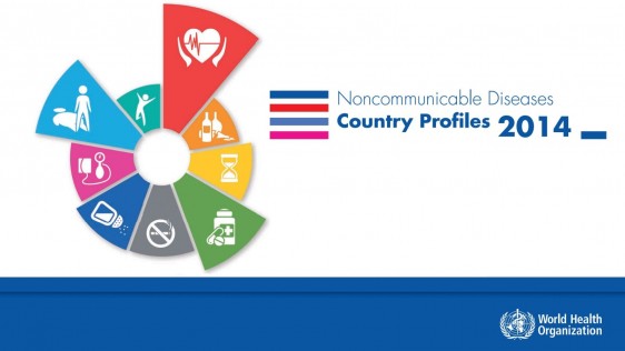 Portada con el texto Noncommunicable diseases country profiles 2014