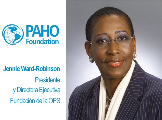 Jennie Ward-Robinson y el logotipo de PAHO Foundation
