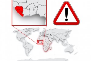 Mapa destacando países africanos de Guinea, Liberia y Sierra Leona.