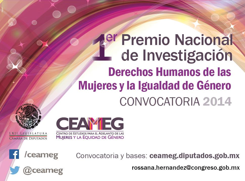 Cartel del Primer Premio Nacional de Investigación Derechos Humanos de las Mujeres y la Igualdad de Género