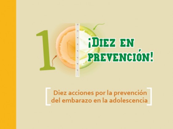 Ilustración del concurso con el texto "¡Diez en prevención! Diez acciones por la prevención del embarazo en la adolescencia"