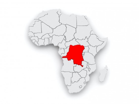Ilustración del mapa de Africa destacando la República Democrática del Congo