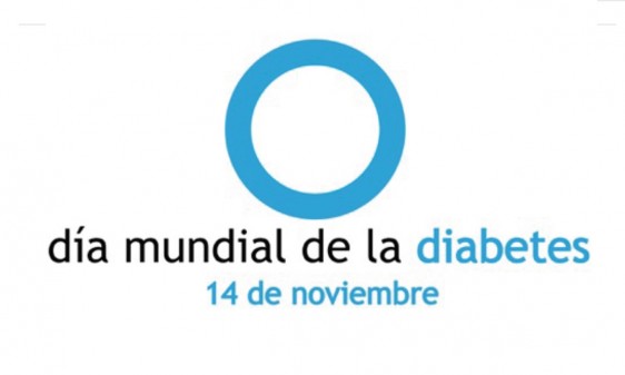 Círculo azul y texto Día Mundial de la Diabetes