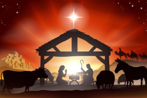 Ilustración de la representación de un nacimiento de cristo