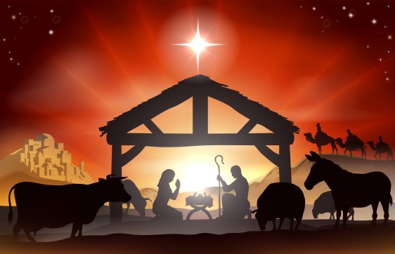 Ilustración de la representación de un nacimiento de cristo