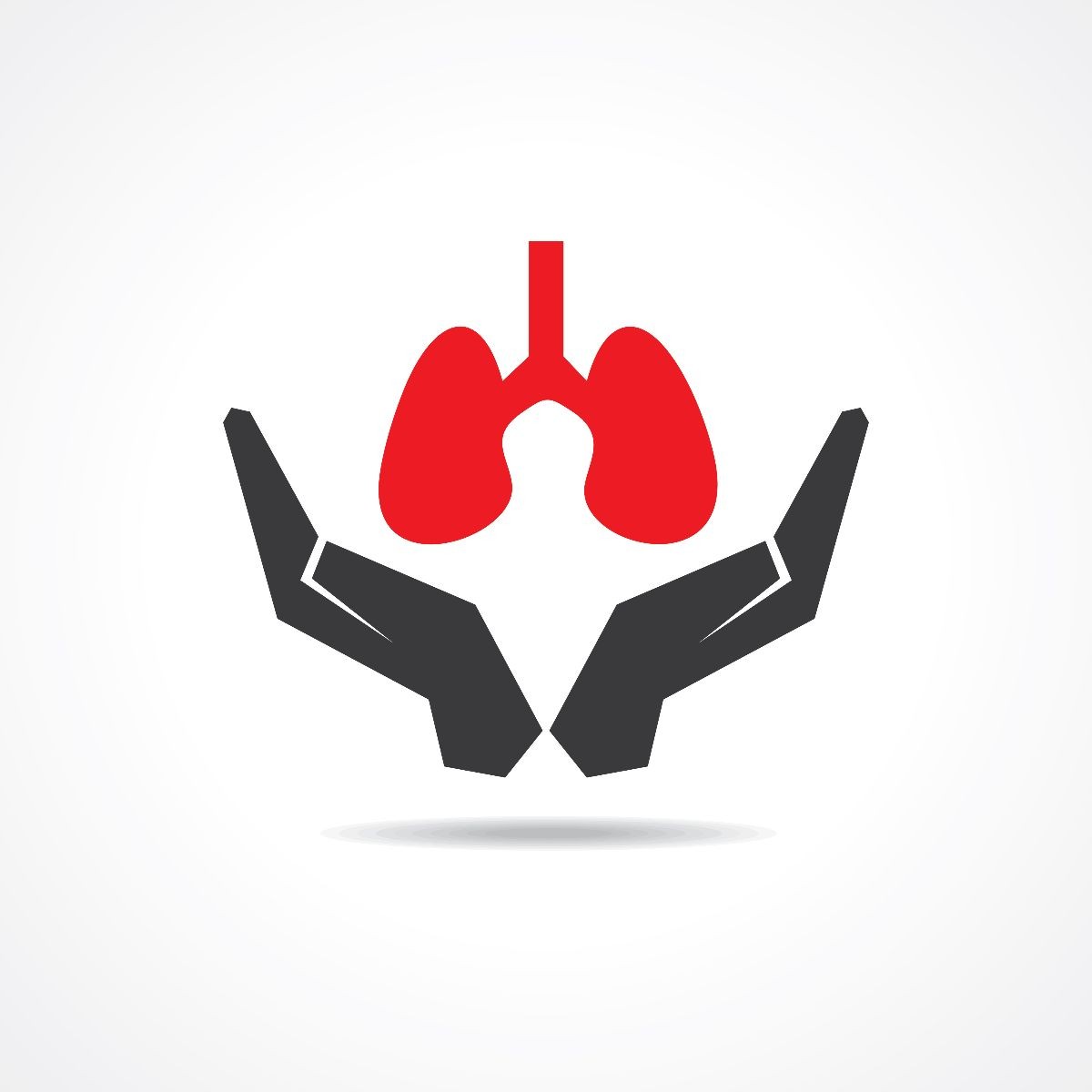 Ilustración de manos que cuidan pulmones