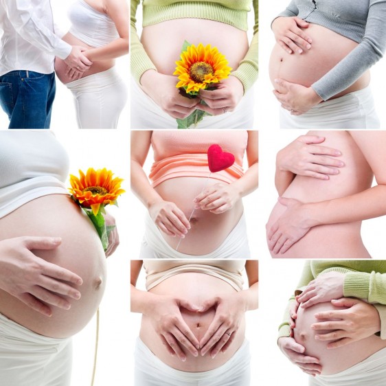 Mosaico de imagenes de mujeres embarazadas