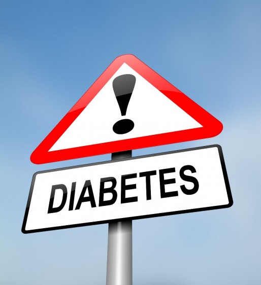Señal de advertencia de tránsito con la palabra diabetes