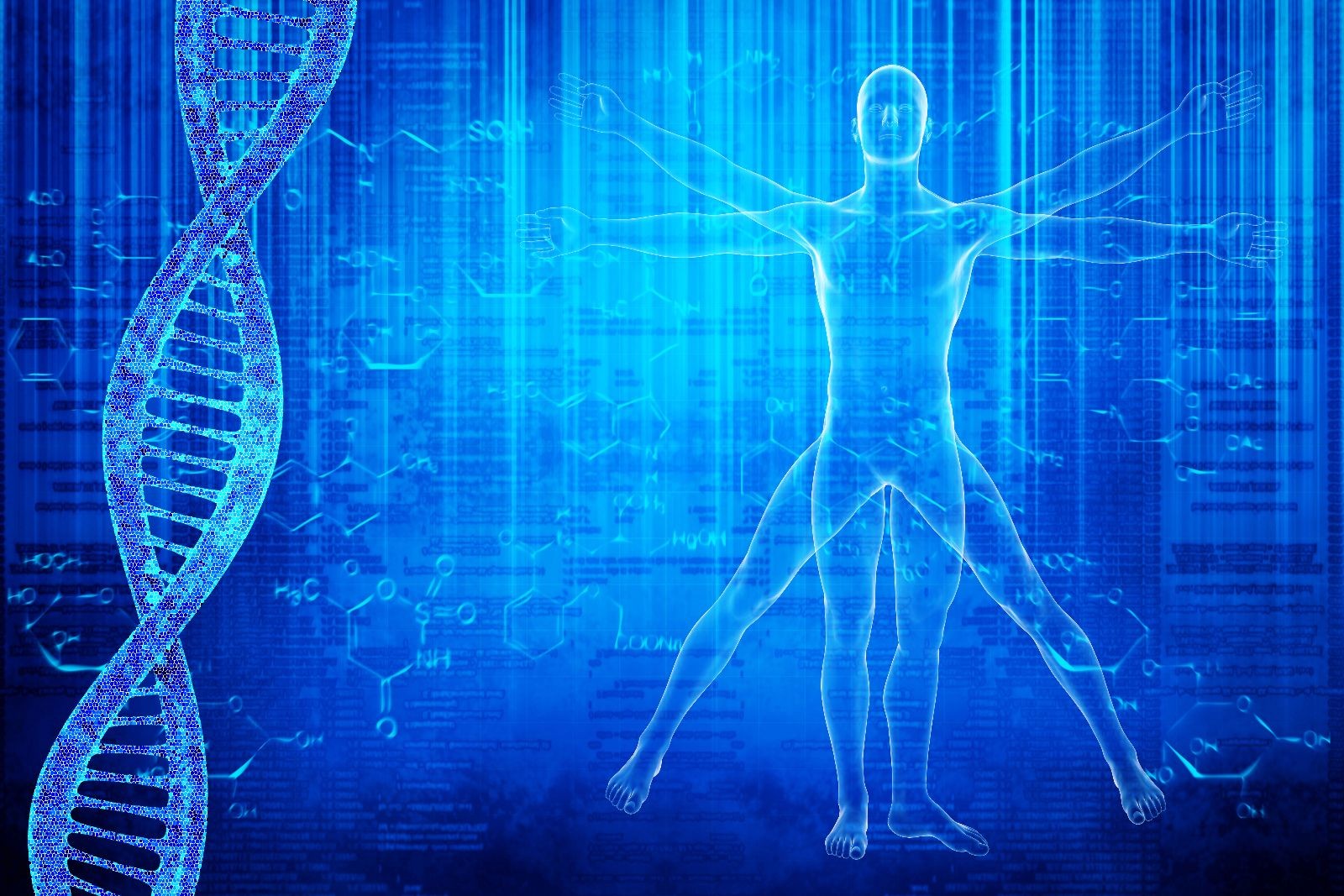 Ilustración de ADN con humano