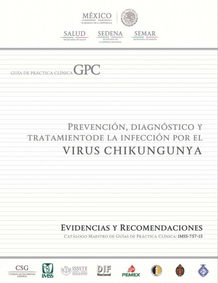 Portada de la Guía de Práctica Clínica “Prevención, Diagnóstico y Tratamiento de la Infección por el Virus de Chikungunya”