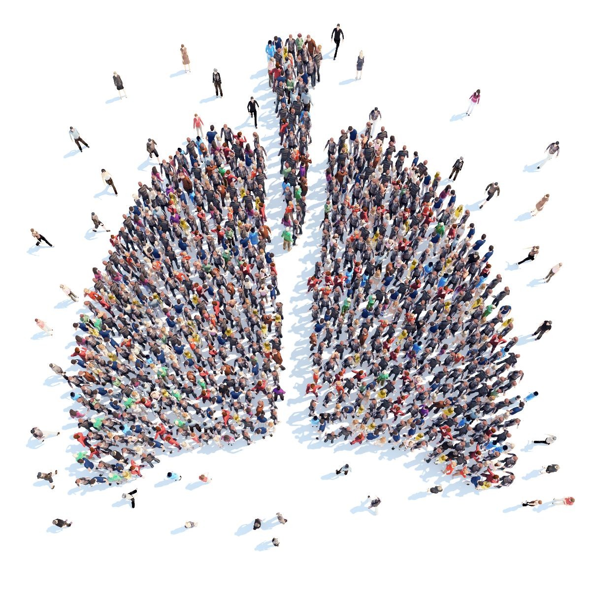 Personas en forma de un pulmón humano
