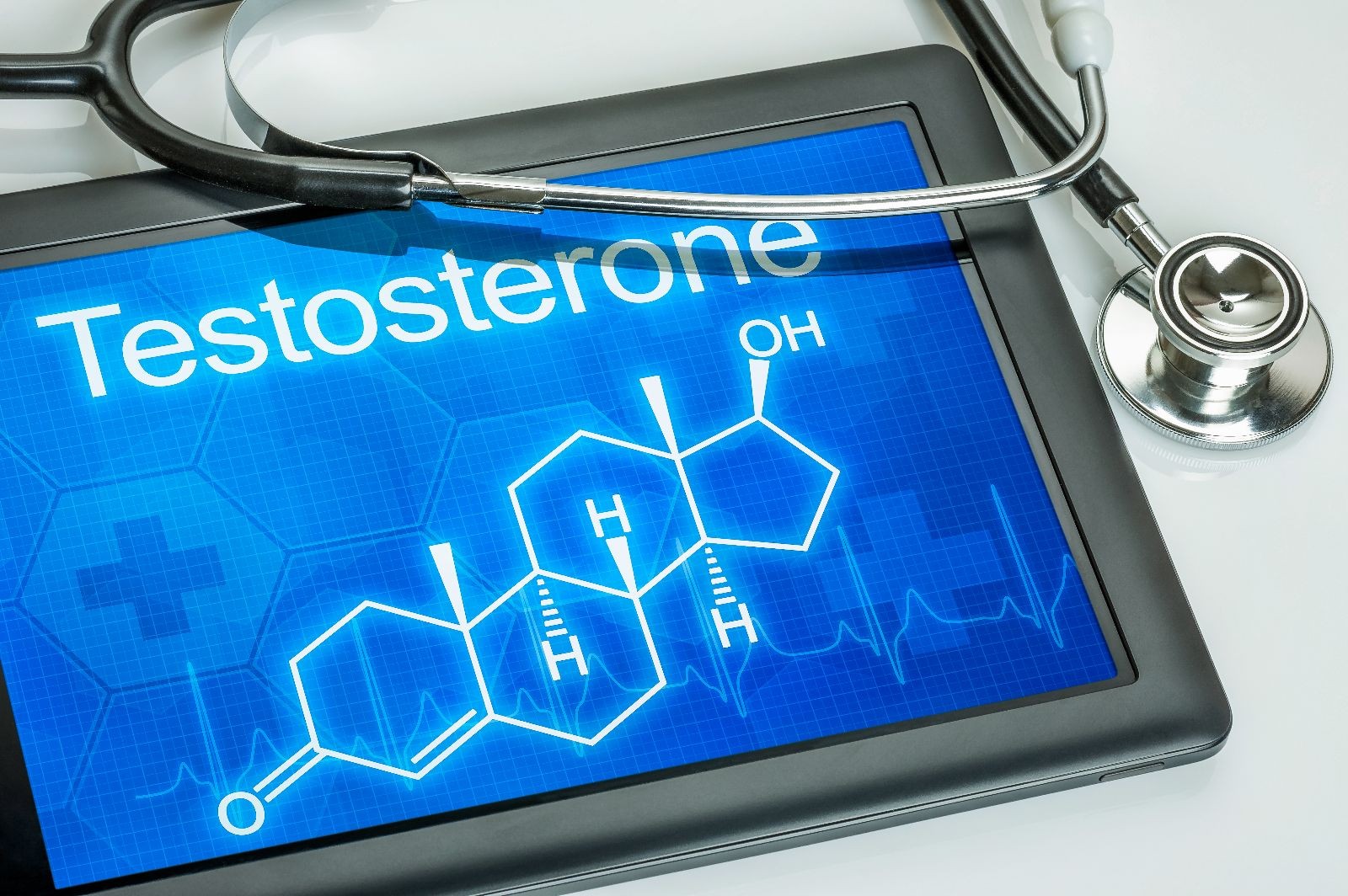 pantalla de tablet con palabra testosterona