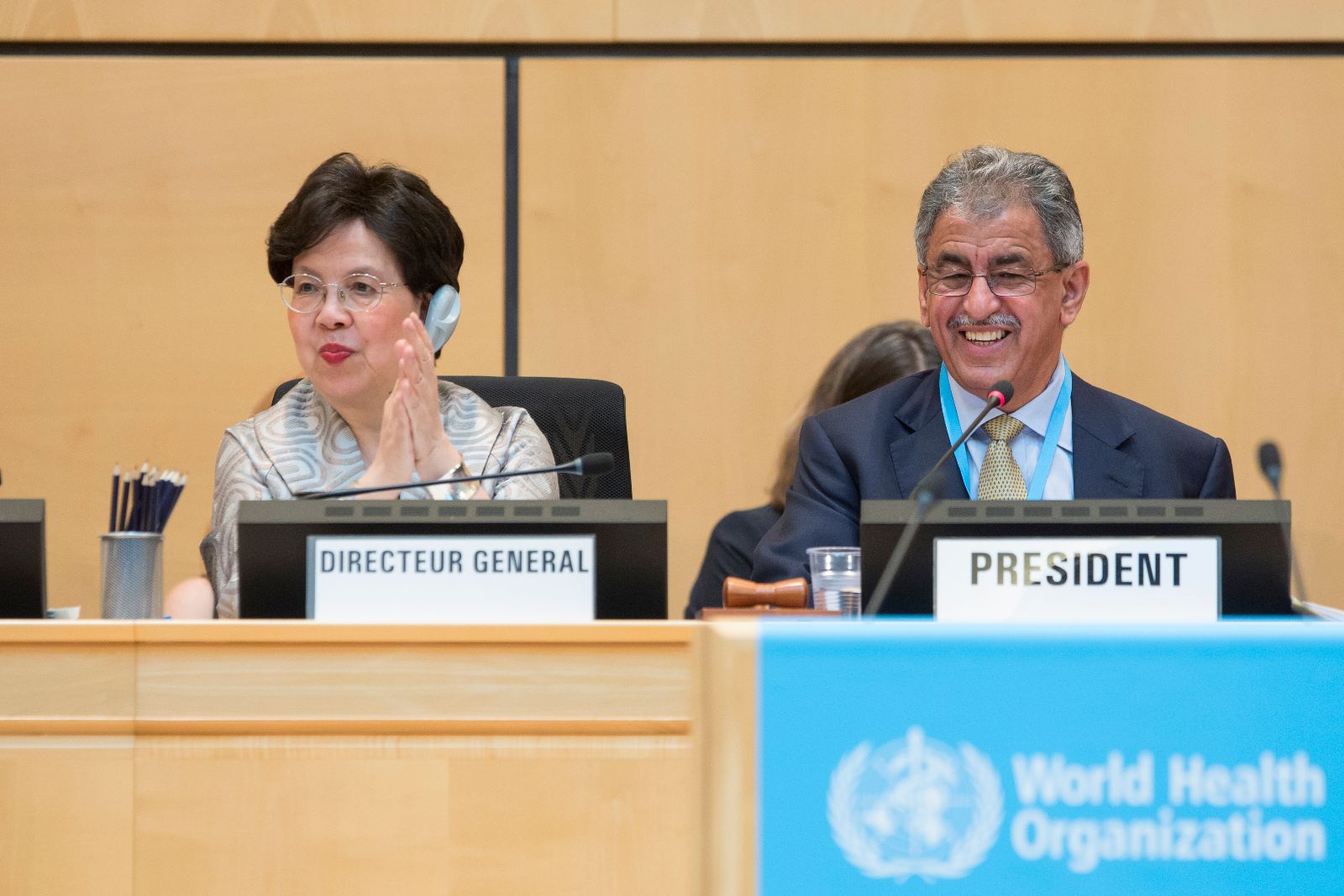 Margaret Chan y Ahmed Mohammed Obaid Al Saidi