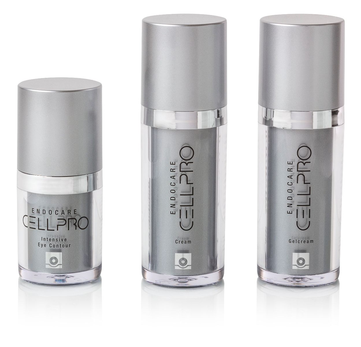 Tres envases con etiqueta "Endocare Cell Pro"