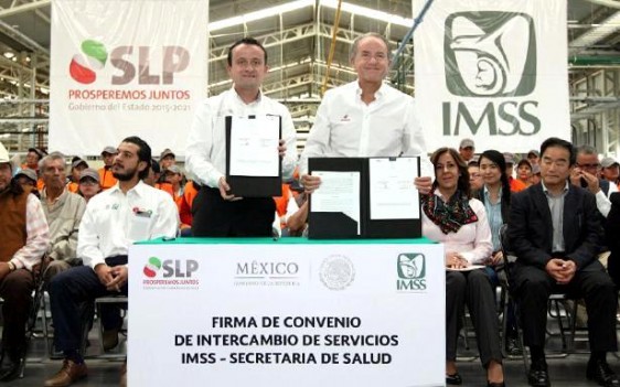 San Luis Potosí es la cuarta entidad del país en firmar el Convenio Específico de Intercambio de Servicios IMSS-Salud, para mejorar la calidad del servicio de más de dos millones de derechohabientes.