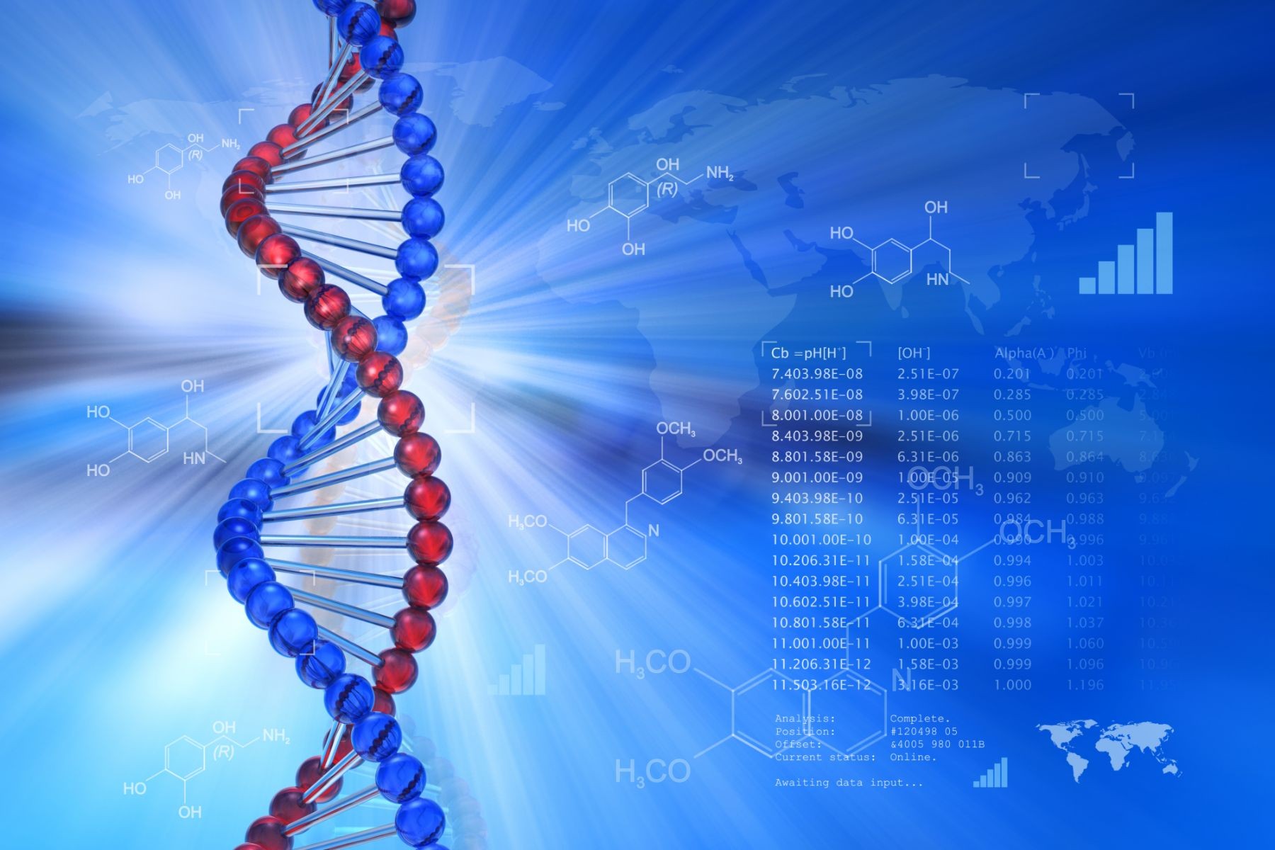 Cadena de ADN con fondo de datos