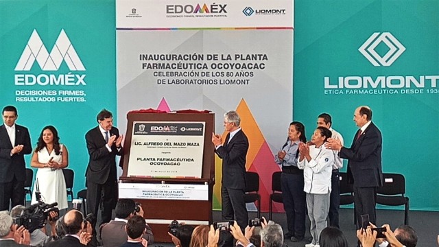 Asiste Gobernador mexiquense a la inauguración de la Planta Farmacéutica Ocoyoacac de Laboratorios Liomont. 