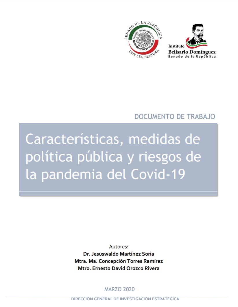 Portada Características, medidas de política pública y riesgos de la pandemia del Covid-19