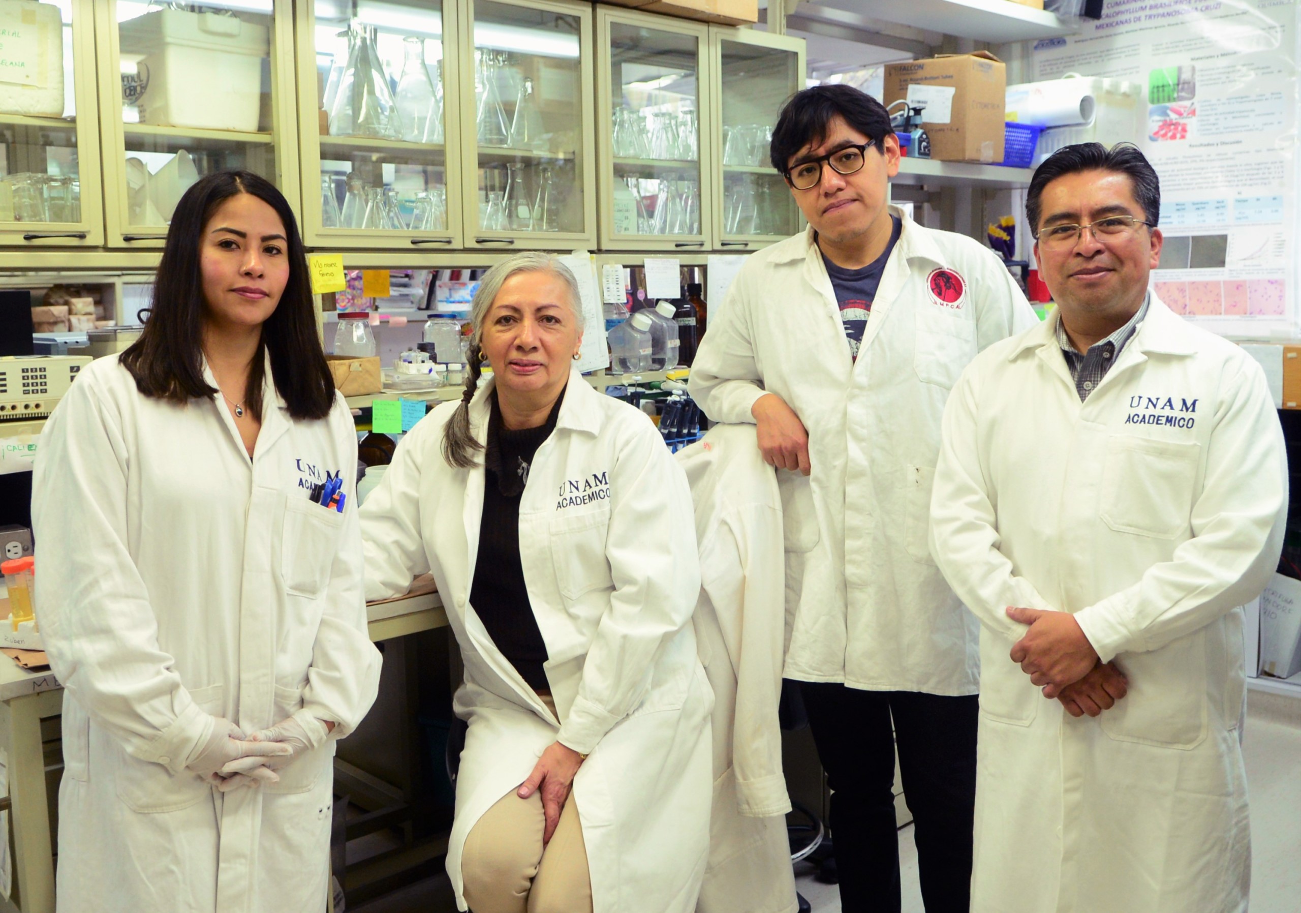 Equipo de trabajo del Instituto de Investigaciones Biomédicas (IIBm) y en el Instituto de Ciencias Físicas (ICF) de la UNAM