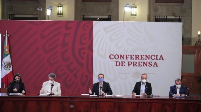 Sexta conferencia de prensa por la Educación, realizada en el salón de la Tesorería de Palacio Nacional