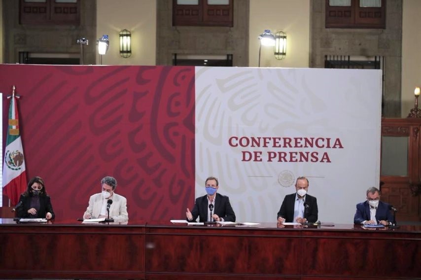 Sexta conferencia de prensa por la Educación, realizada en el salón de la Tesorería de Palacio Nacional