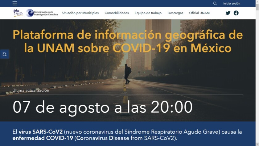 Plataforma de información geográfica de la UNAM sobre COVID-19 en México