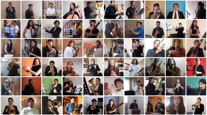 Mosaico de integrantes de la Banda Sinfónica FaM UNAM