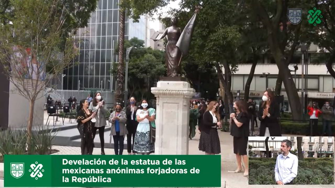 Develación de la estatua de las Mexicanas Anónimas Forjadoras de la República