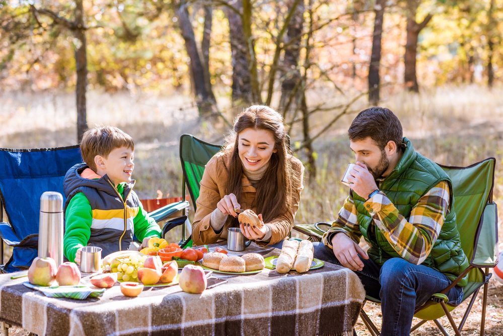 Familia feliz en el picnic