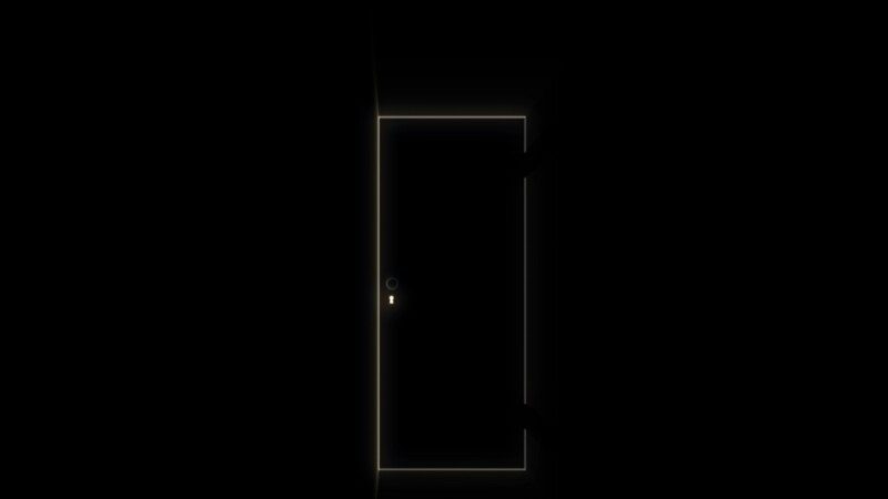 Puerta en una habitación oscura 
