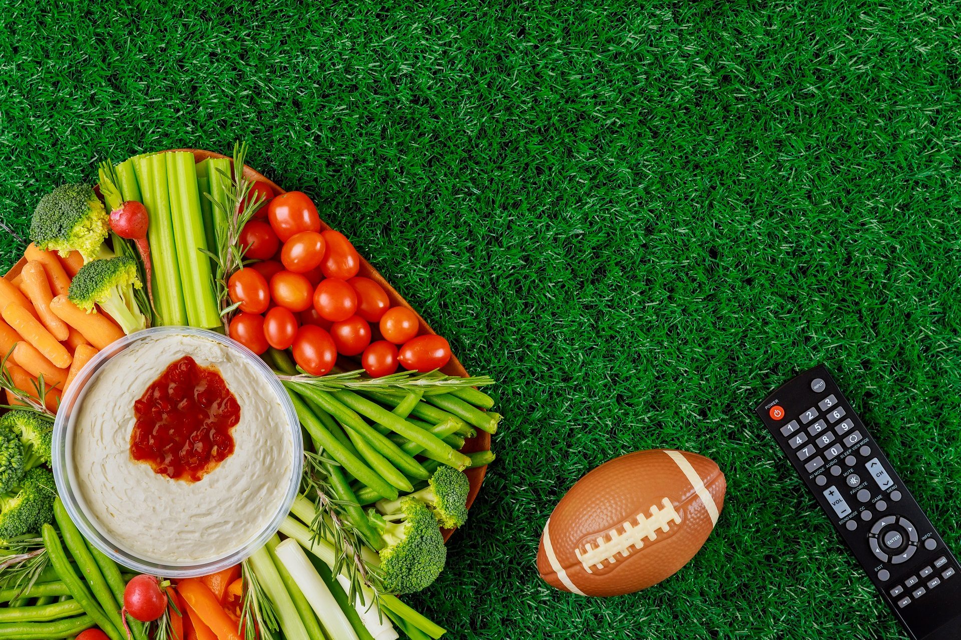 Deliciosa comida para el partido de fútbol americano