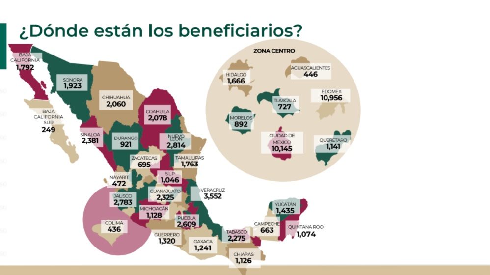 Estados beneficiarios del plan de apoyo a deudos de fallecidos por COVID-19 del gobierno federal.