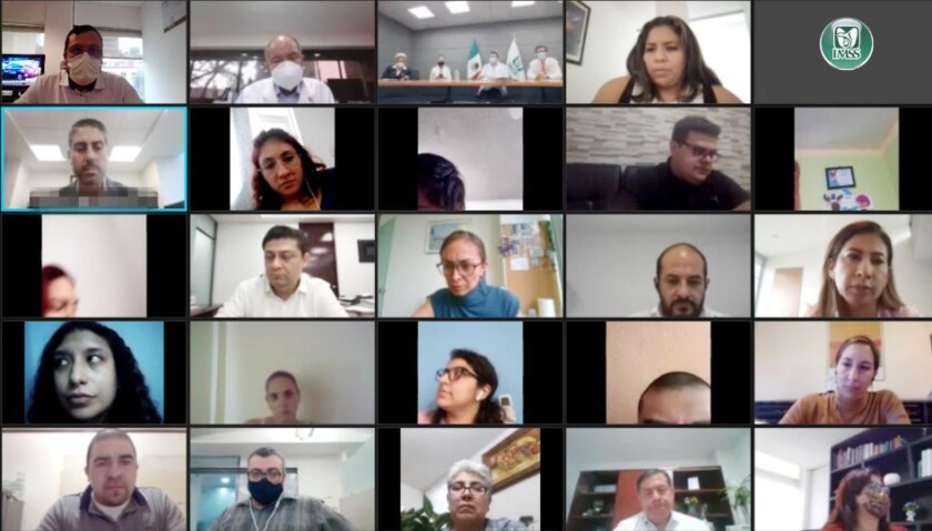 videoconferencia de reunión semanal entre autoridades del Instituto Mexicano del Seguro Social (IMSS) con madres y padres de pacientes pediátricos oncológicos,