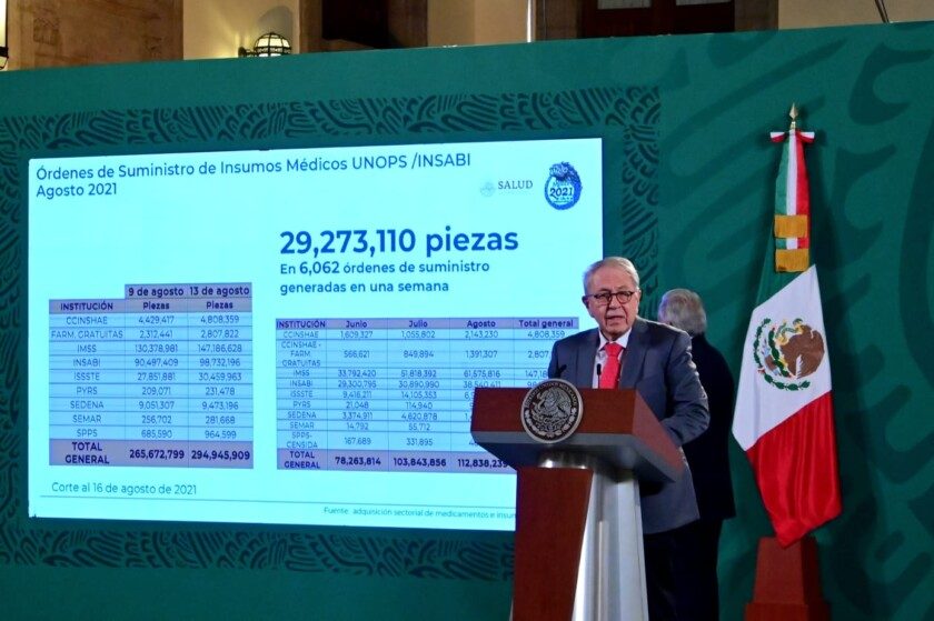 secretario de Salud, Jorge Alcocer Varela informando del Compendio de Medicamentos e Insumos