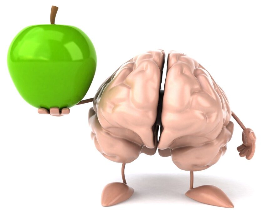 Cerebro divertido con manzana
