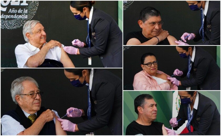 Mosaico de imágenes de vacunación d funcionarios