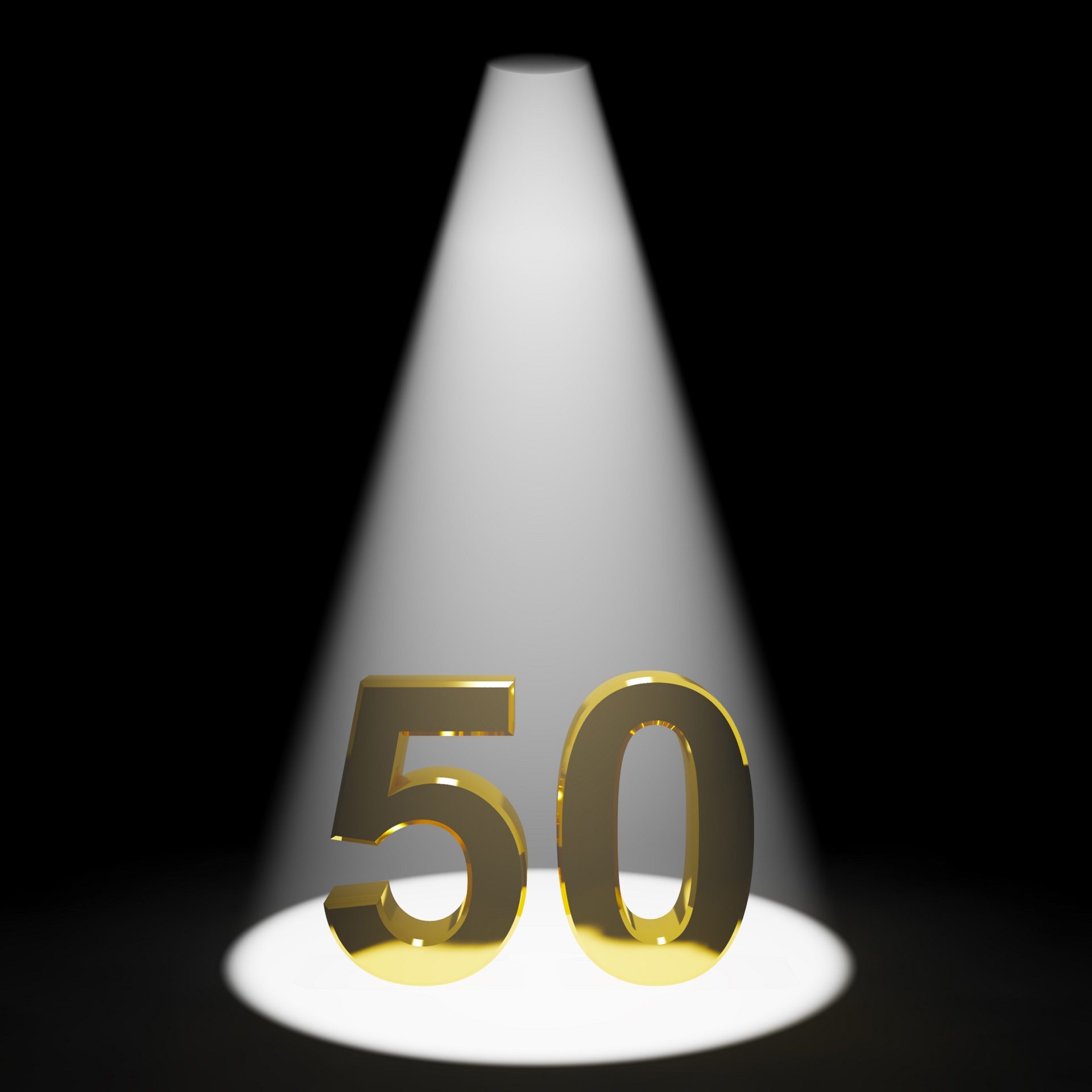 número 50 iluminado