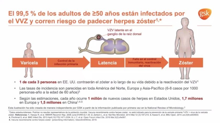 Gráfica de infectado del VVZ y riesgo de padecer herpes zóster