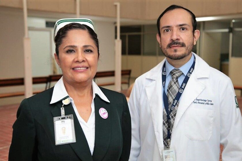maestra Sandra Beatriz González Mota y doctor Mario Ángel Burciaga Torres