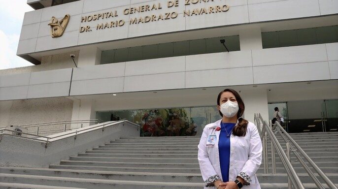 doctora Karina Judith Huesca Gutiérrez, Coordinadora de la Clínica de Educación e Investigación Médica del HGZ No. 32